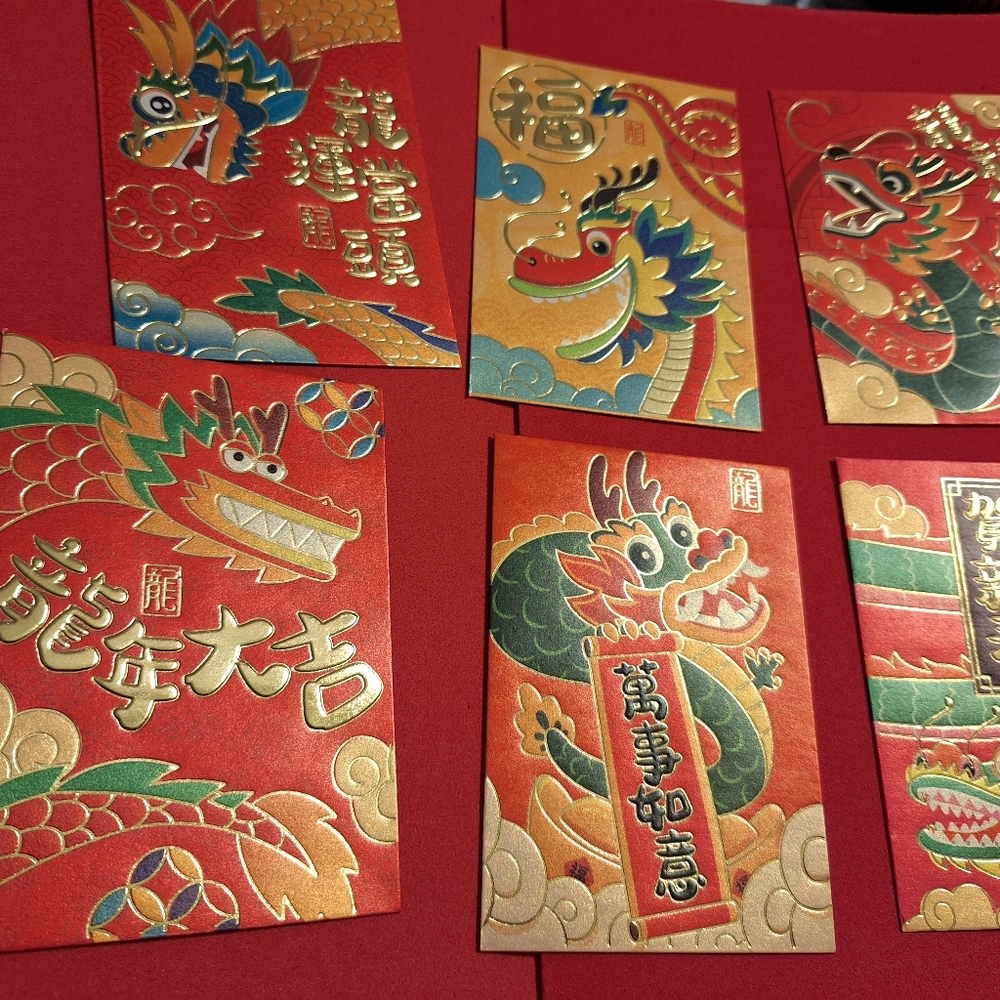 Chinese Red Envelope 2024 Dragon Red Lucky Money Pockets Lunar Money Hong Bao